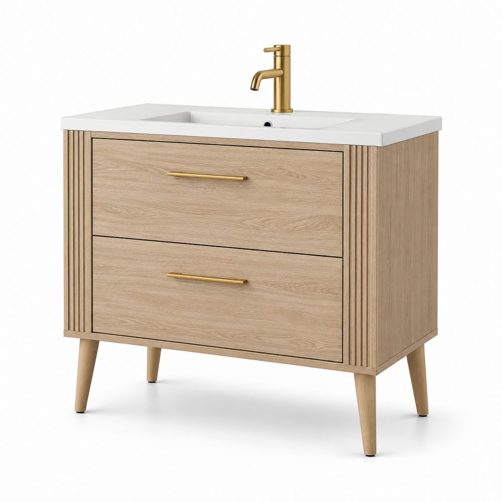 Mueble de baño bajo lavabo de Madera y Metal 80x60x40 cm-Lumvellae