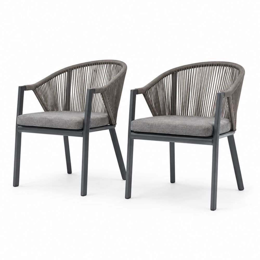 Juego de Sillas de Aluminio Gris y Cordón Sintético-Lumvellae