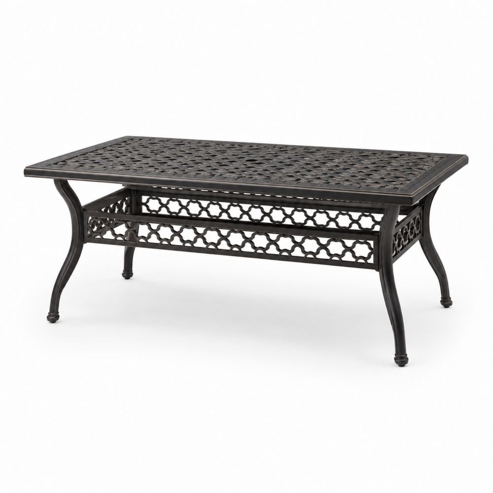 Mesa de exterior rectangular de aluminio negro-Lumvellae