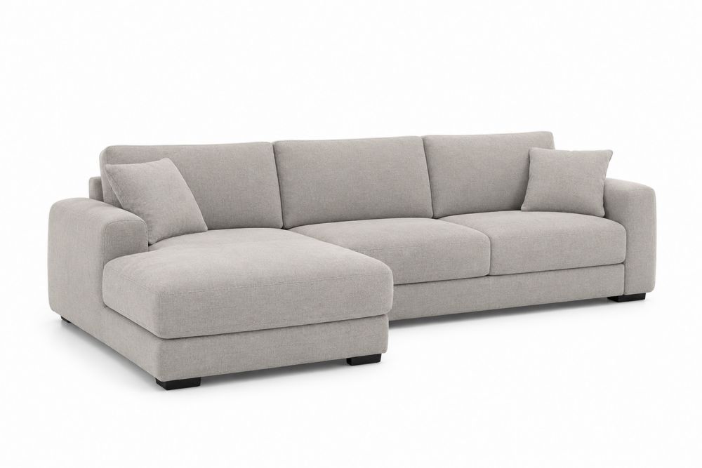 Sofá esquinero de tela gris claro-Lumvellae
