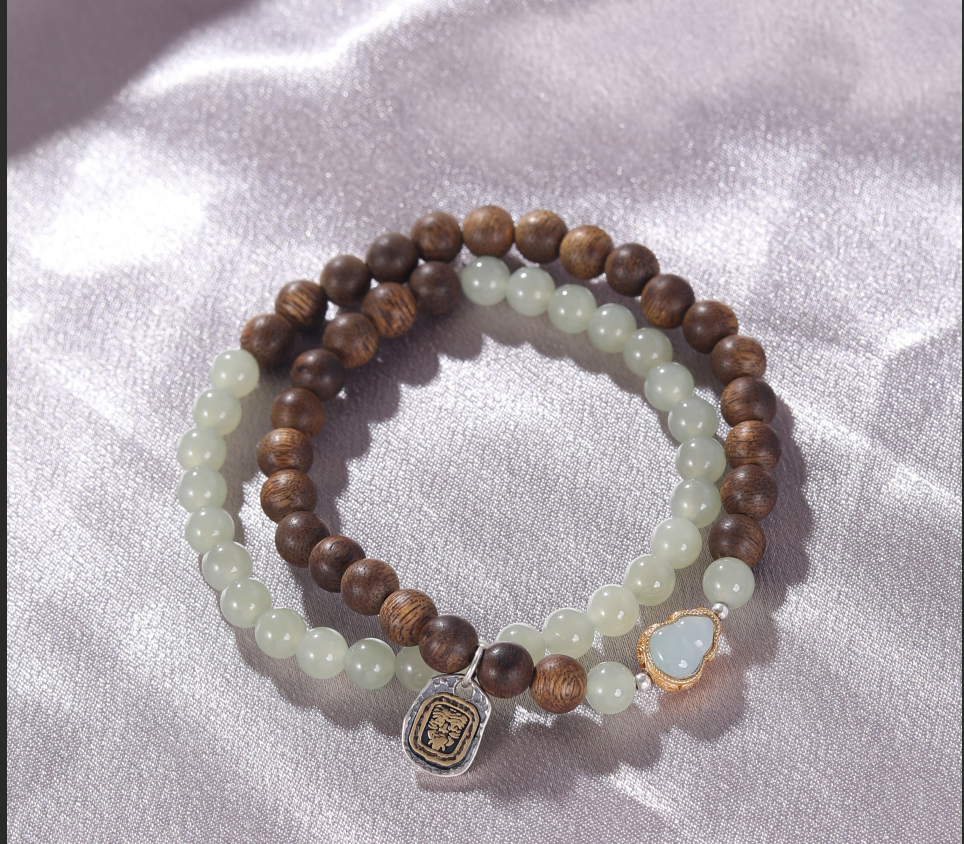 Agarwood & Hetian Jade Bracelet
