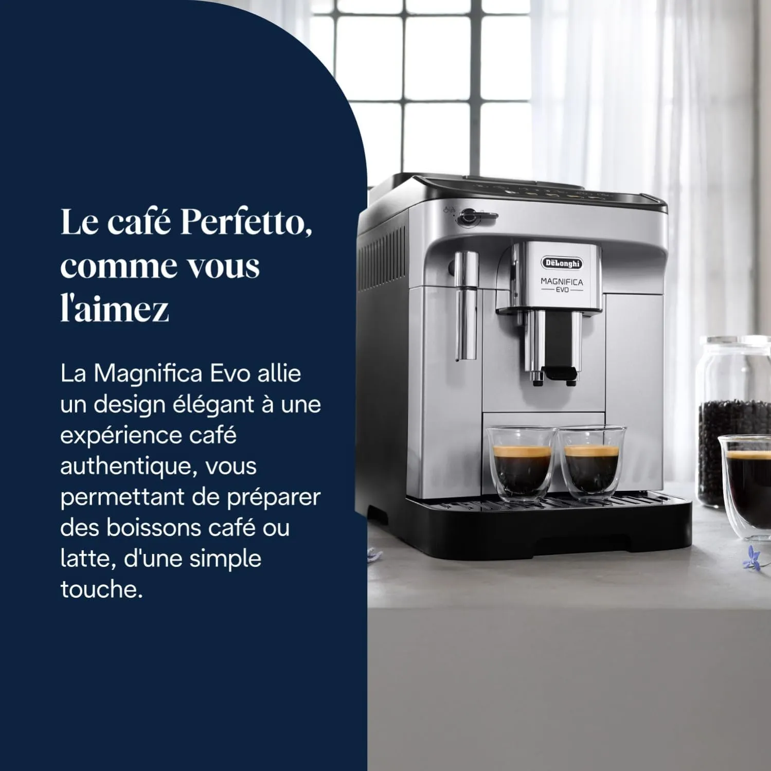De'Lthtonghi Magnifica Evo – Machine à café et cappuccino avec broyeur intégré