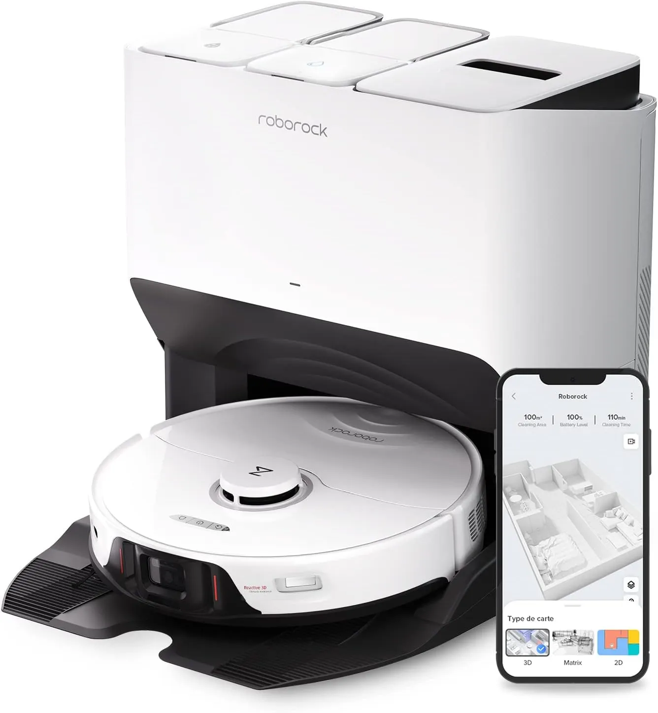 Robthtorock Saros 10 Aspirateur Robot 22,000 Pa DuoDivide Anti-Enchevétrements, Robot Aspirateur Le Plus Fin, Reactive Al 3.0