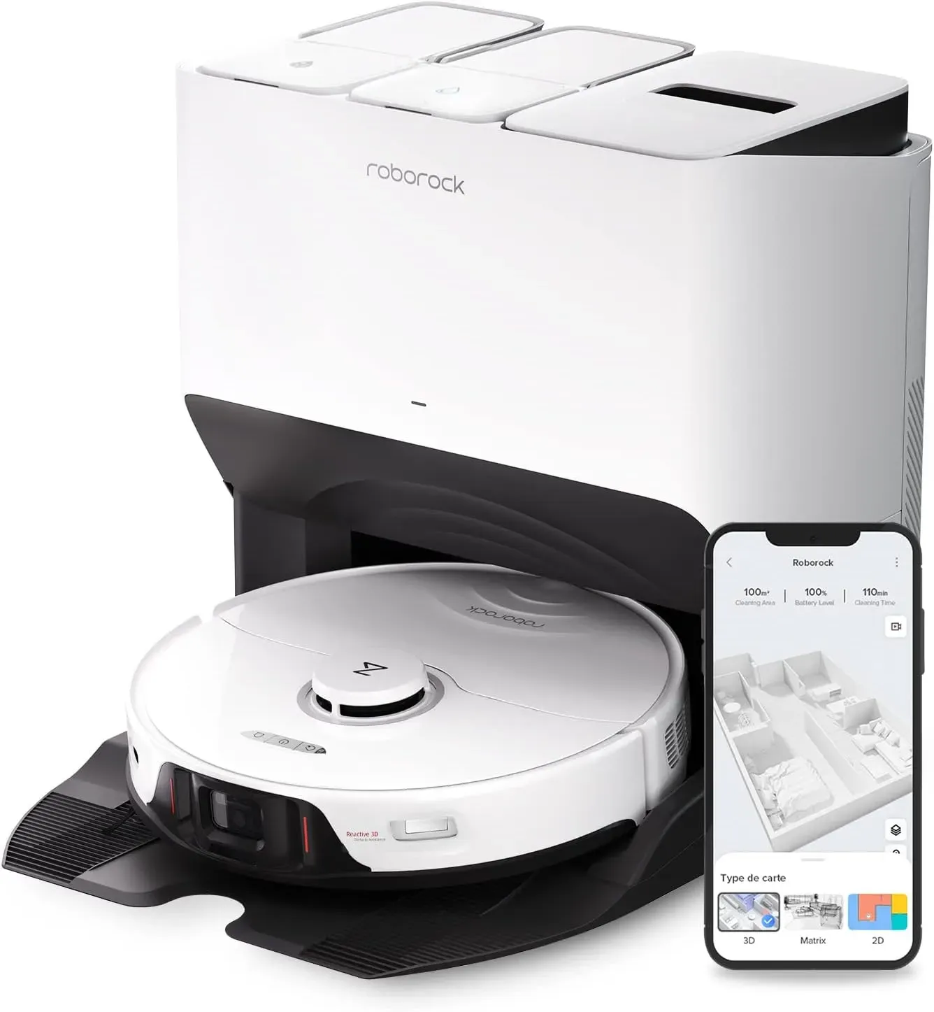 Robthtorock Saros 10 Aspirateur Robot 22,000 Pa DuoDivide Anti-Enchevétrements, Robot Aspirateur Le Plus Fin, Reactive Al 3.0