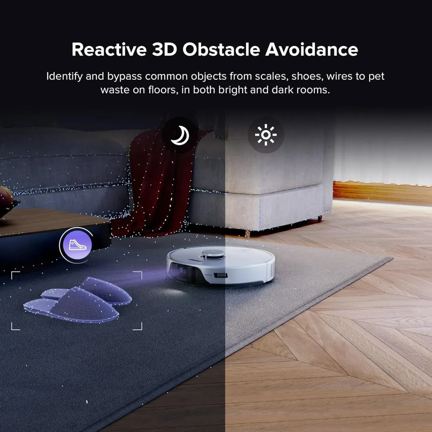 Robthtorock Saros 10 Aspirateur Robot 22,000 Pa DuoDivide Anti-Enchevétrements, Robot Aspirateur Le Plus Fin, Reactive Al 3.0
