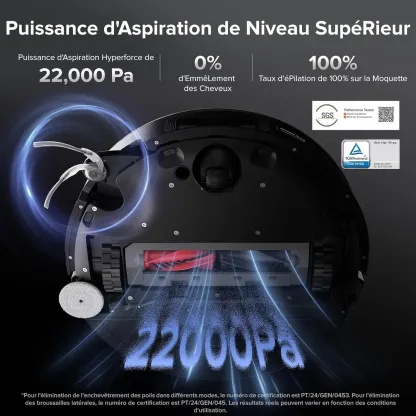Robthtorock Saros 10 Aspirateur Robot 22,000 Pa DuoDivide Anti-Enchevétrements, Robot Aspirateur Le Plus Fin, Reactive Al 3.0