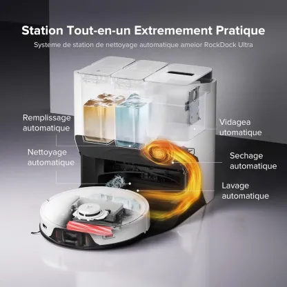 Robthtorock Saros 10 Aspirateur Robot 22,000 Pa DuoDivide Anti-Enchevétrements, Robot Aspirateur Le Plus Fin, Reactive Al 3.0