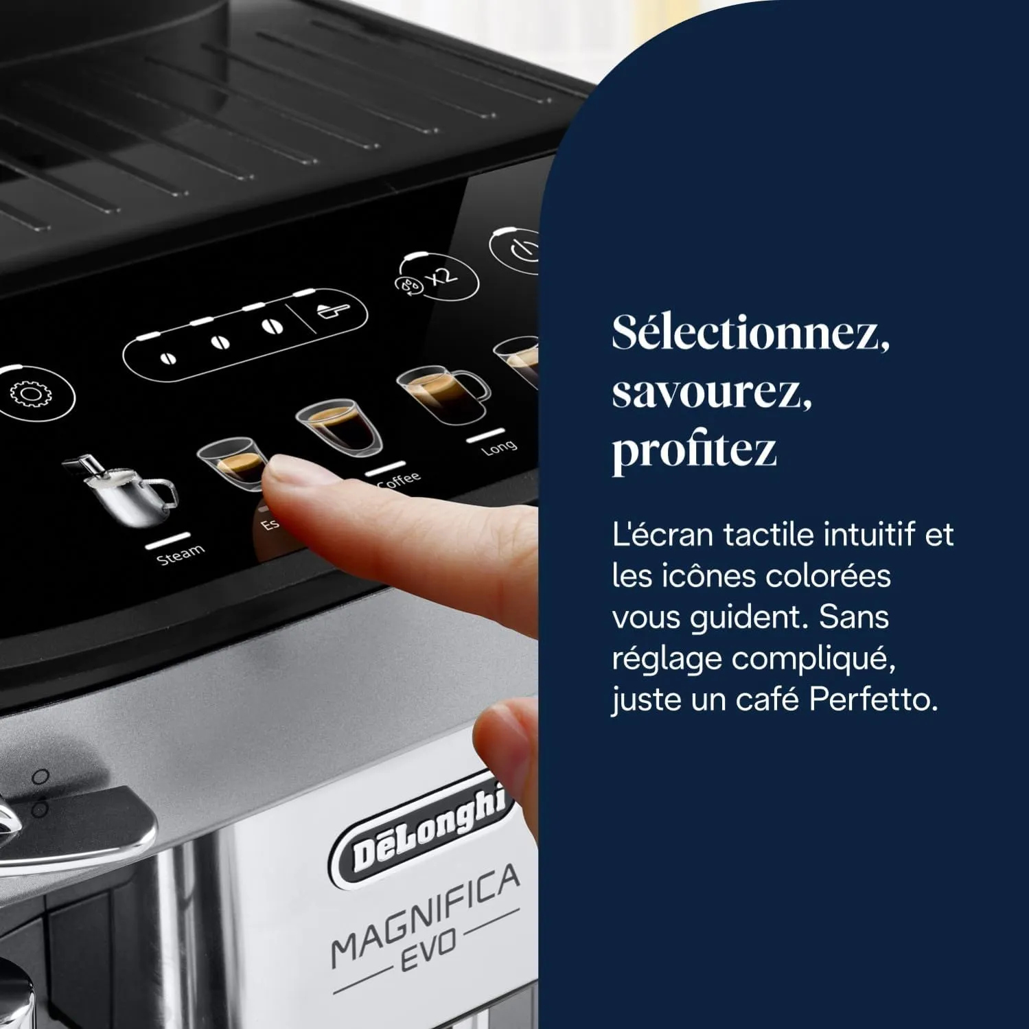 De'Lthtonghi Magnifica Evo – Machine à café et cappuccino avec broyeur intégré
