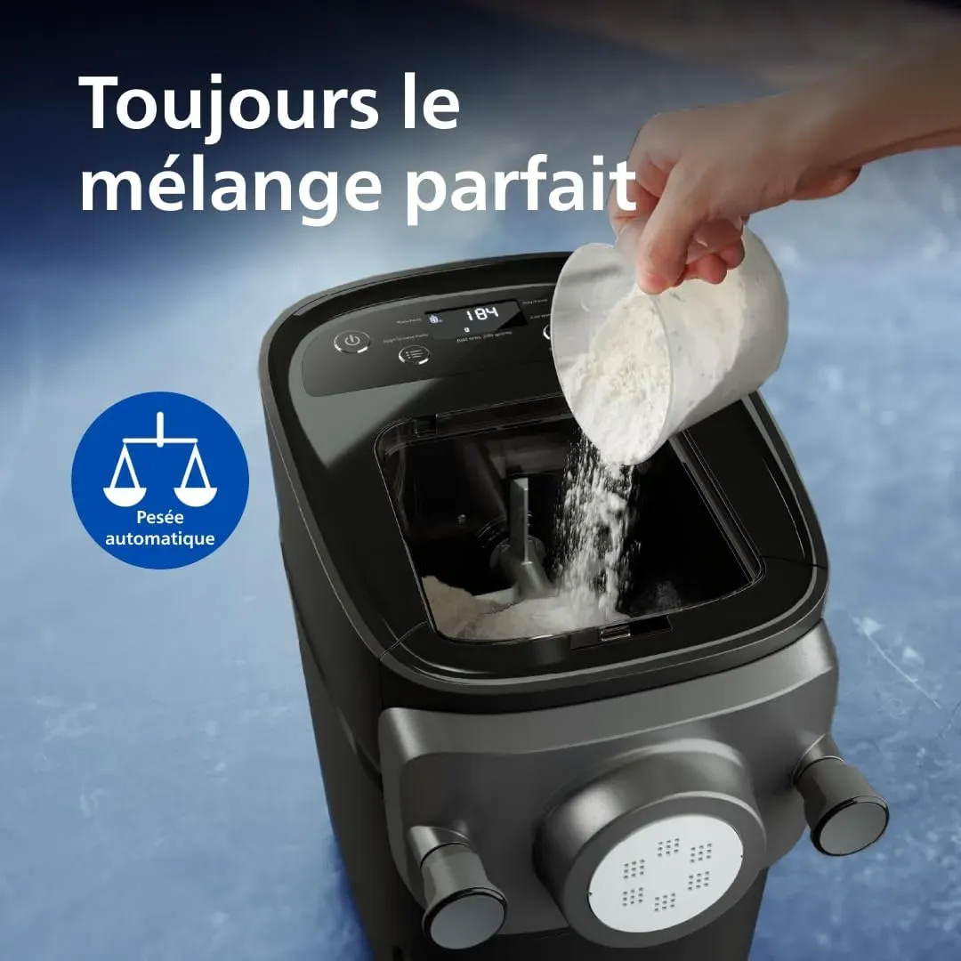 Phthtilips Pastamaker série 7000 Machine à pâtes, moules pour spaghettis, lasagnes et autres, 200 W, noir (HR2665/96)