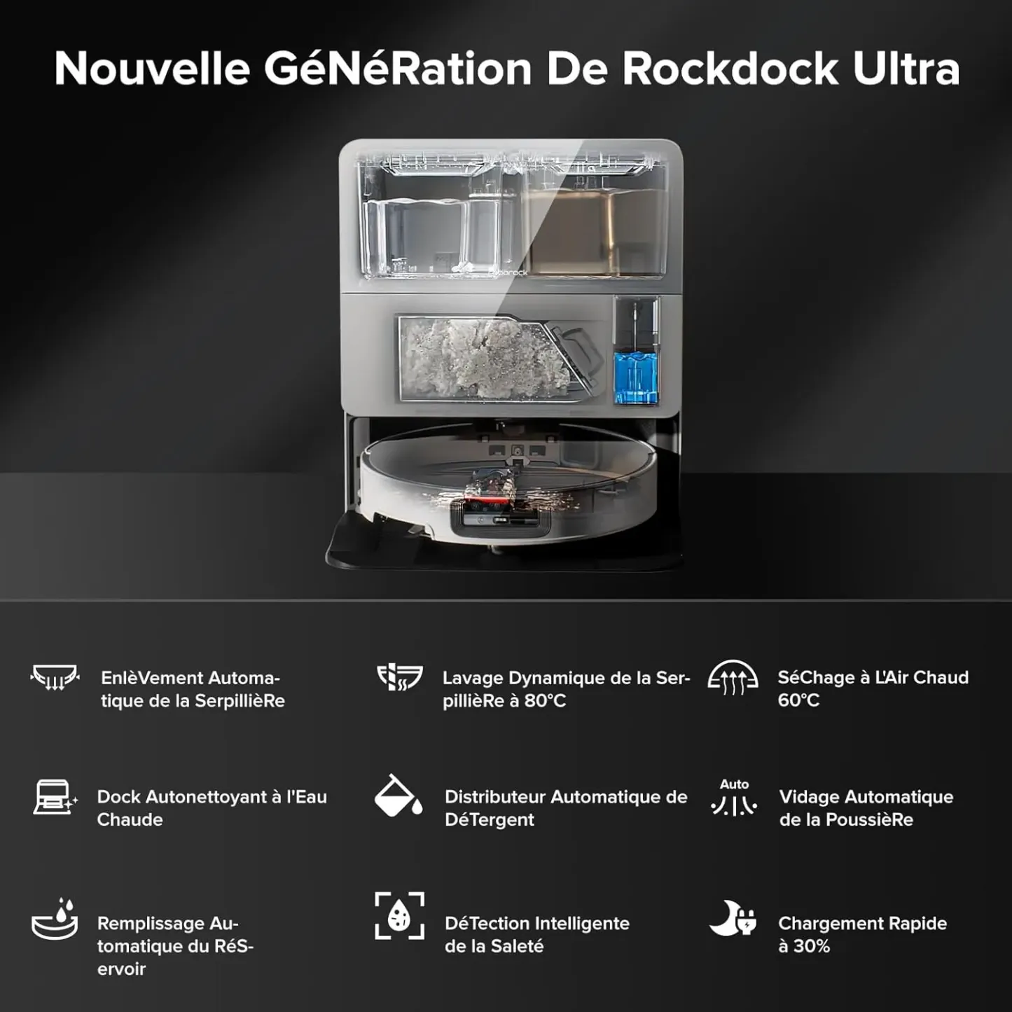 Robthtorock Saros 10 Aspirateur Robot 22,000 Pa DuoDivide Anti-Enchevétrements, Robot Aspirateur Le Plus Fin, Reactive Al 3.0