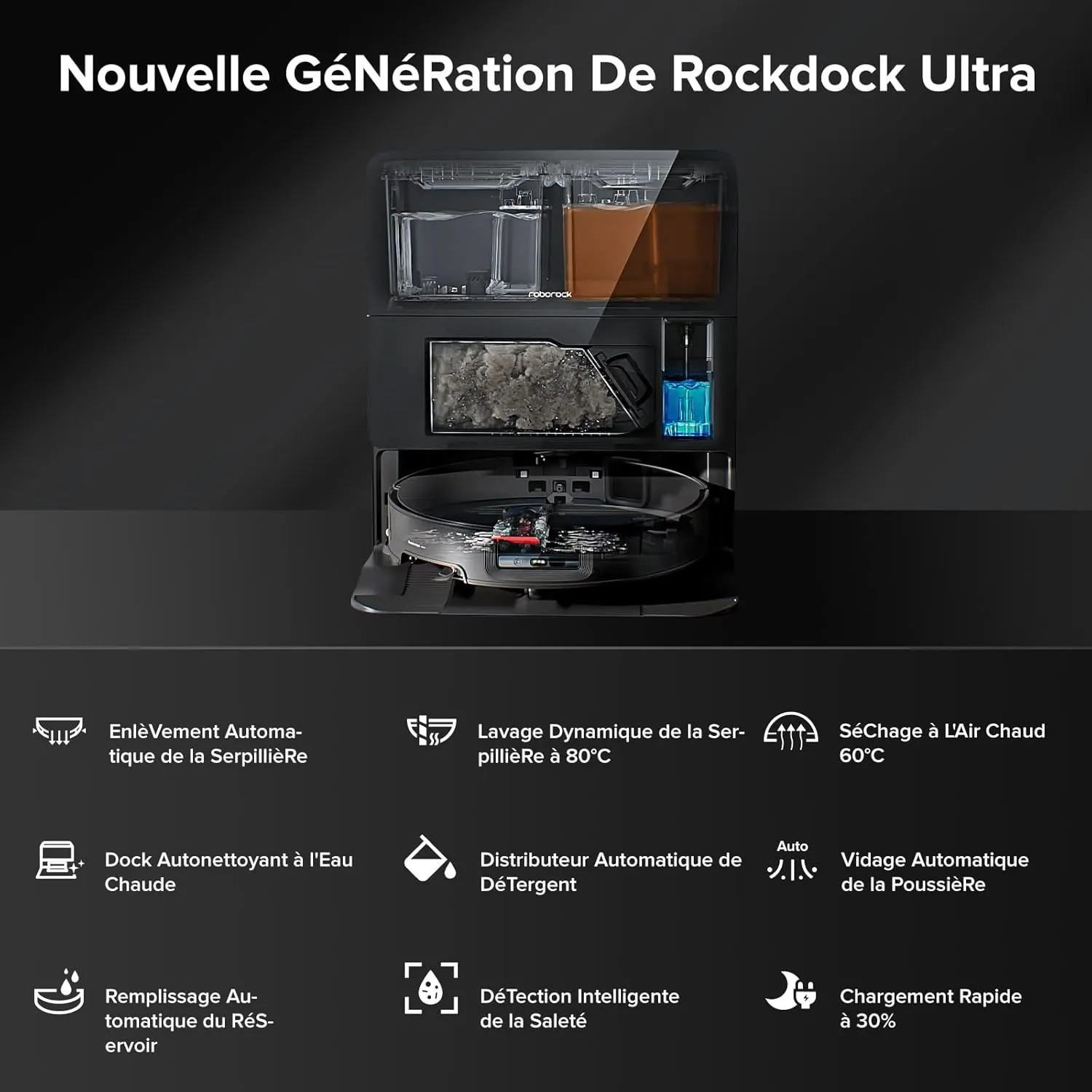 Robthtorock Saros 10 Aspirateur Robot 22,000 Pa DuoDivide Anti-Enchevétrements, Robot Aspirateur Le Plus Fin, Reactive Al 3.0