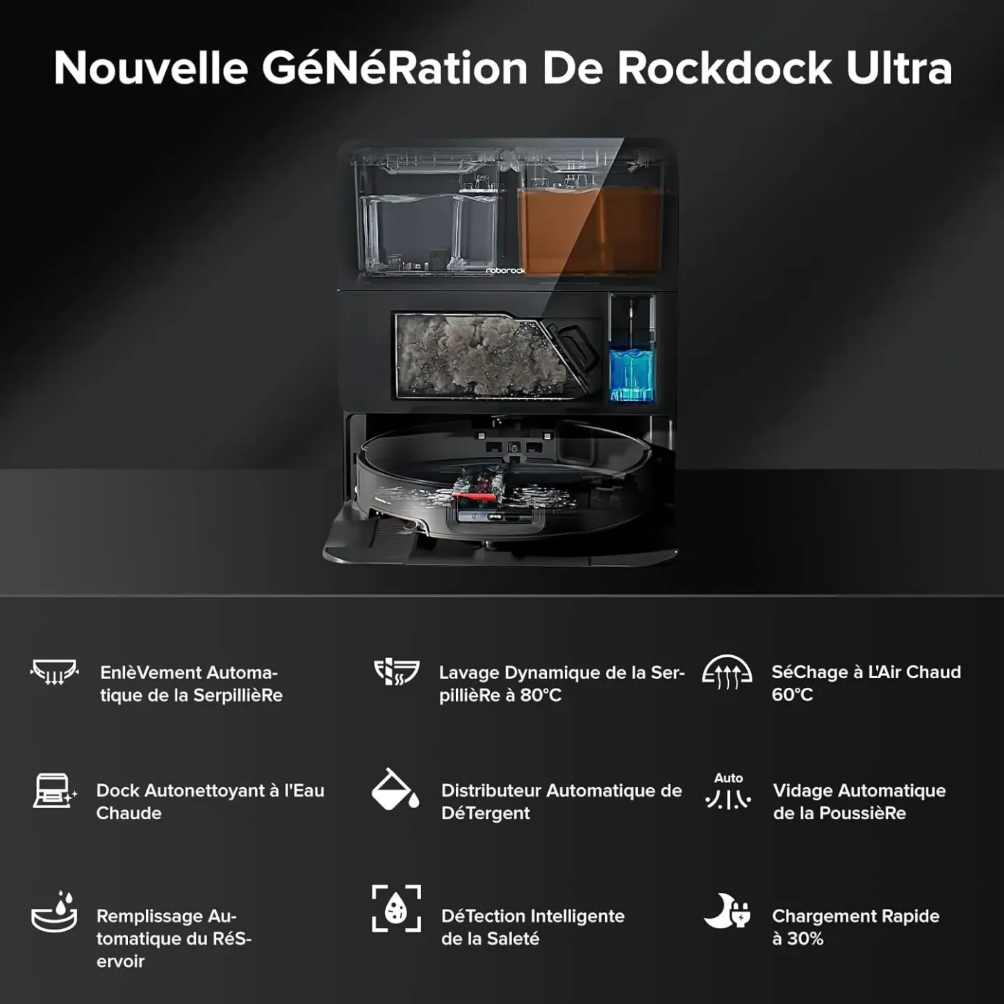 Robthtorock Saros 10 Aspirateur Robot 22,000 Pa DuoDivide Anti-Enchevétrements, Robot Aspirateur Le Plus Fin, Reactive Al 3.0