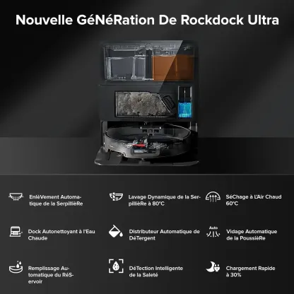 Robthtorock Saros 10 Aspirateur Robot 22,000 Pa DuoDivide Anti-Enchevétrements, Robot Aspirateur Le Plus Fin, Reactive Al 3.0
