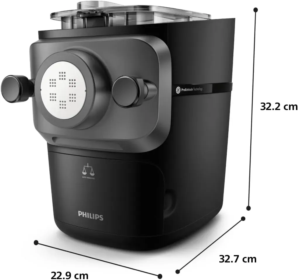 Phthtilips Pastamaker série 7000 Machine à pâtes, moules pour spaghettis, lasagnes et autres, 200 W, noir (HR2665/96)