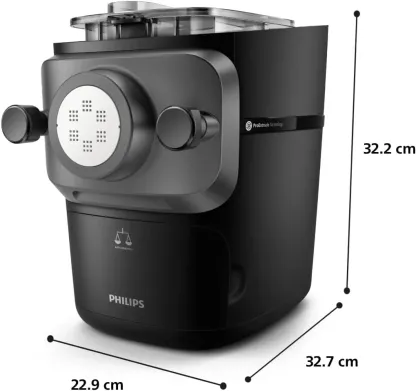 Phthtilips Pastamaker série 7000 Machine à pâtes, moules pour spaghettis, lasagnes et autres, 200 W, noir (HR2665/96)