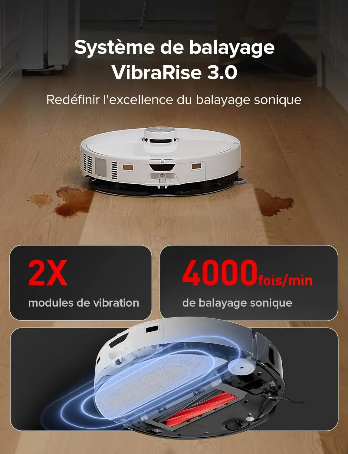 Robthtorock Saros 10 Aspirateur Robot 22,000 Pa DuoDivide Anti-Enchevétrements, Robot Aspirateur Le Plus Fin, Reactive Al 3.0