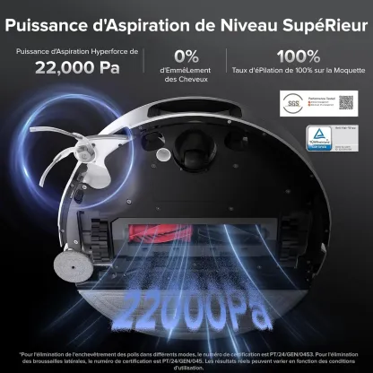 Robthtorock Saros 10 Aspirateur Robot 22,000 Pa DuoDivide Anti-Enchevétrements, Robot Aspirateur Le Plus Fin, Reactive Al 3.0