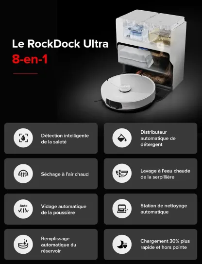 Robthtorock Saros 10 Aspirateur Robot 22,000 Pa DuoDivide Anti-Enchevétrements, Robot Aspirateur Le Plus Fin, Reactive Al 3.0