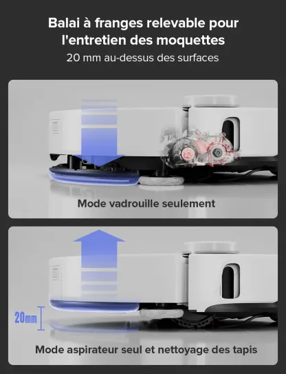 Robthtorock Saros 10 Aspirateur Robot 22,000 Pa DuoDivide Anti-Enchevétrements, Robot Aspirateur Le Plus Fin, Reactive Al 3.0