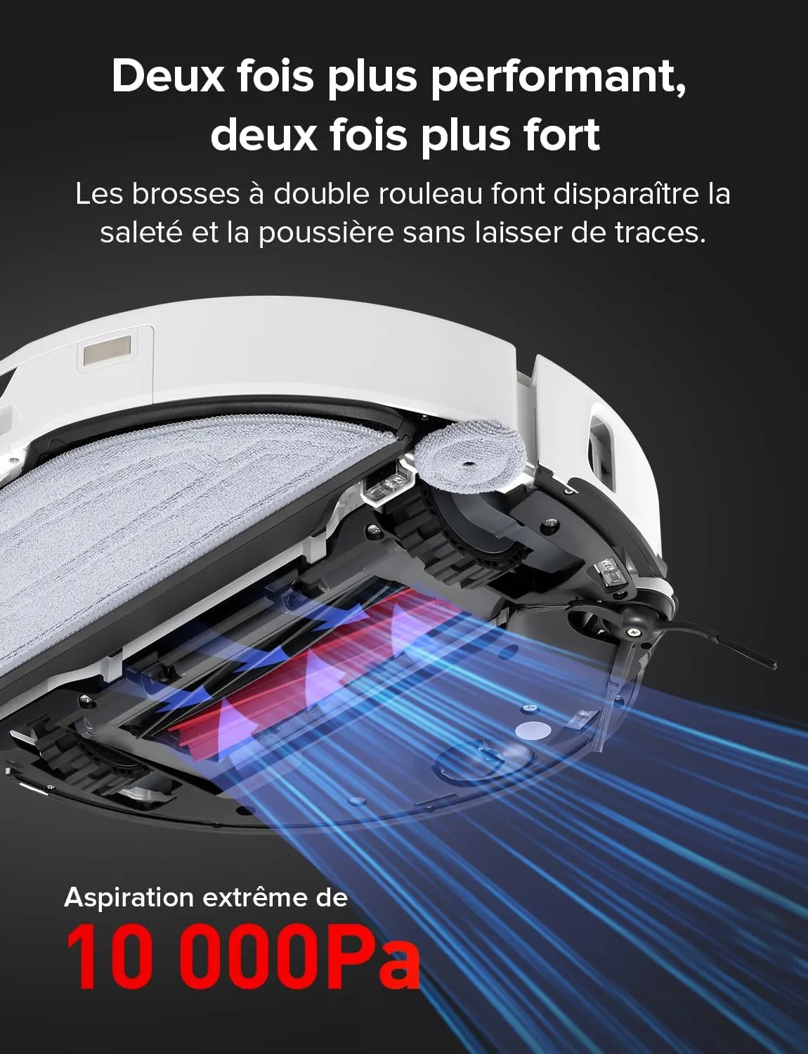 Robthtorock Saros 10 Aspirateur Robot 22,000 Pa DuoDivide Anti-Enchevétrements, Robot Aspirateur Le Plus Fin, Reactive Al 3.0