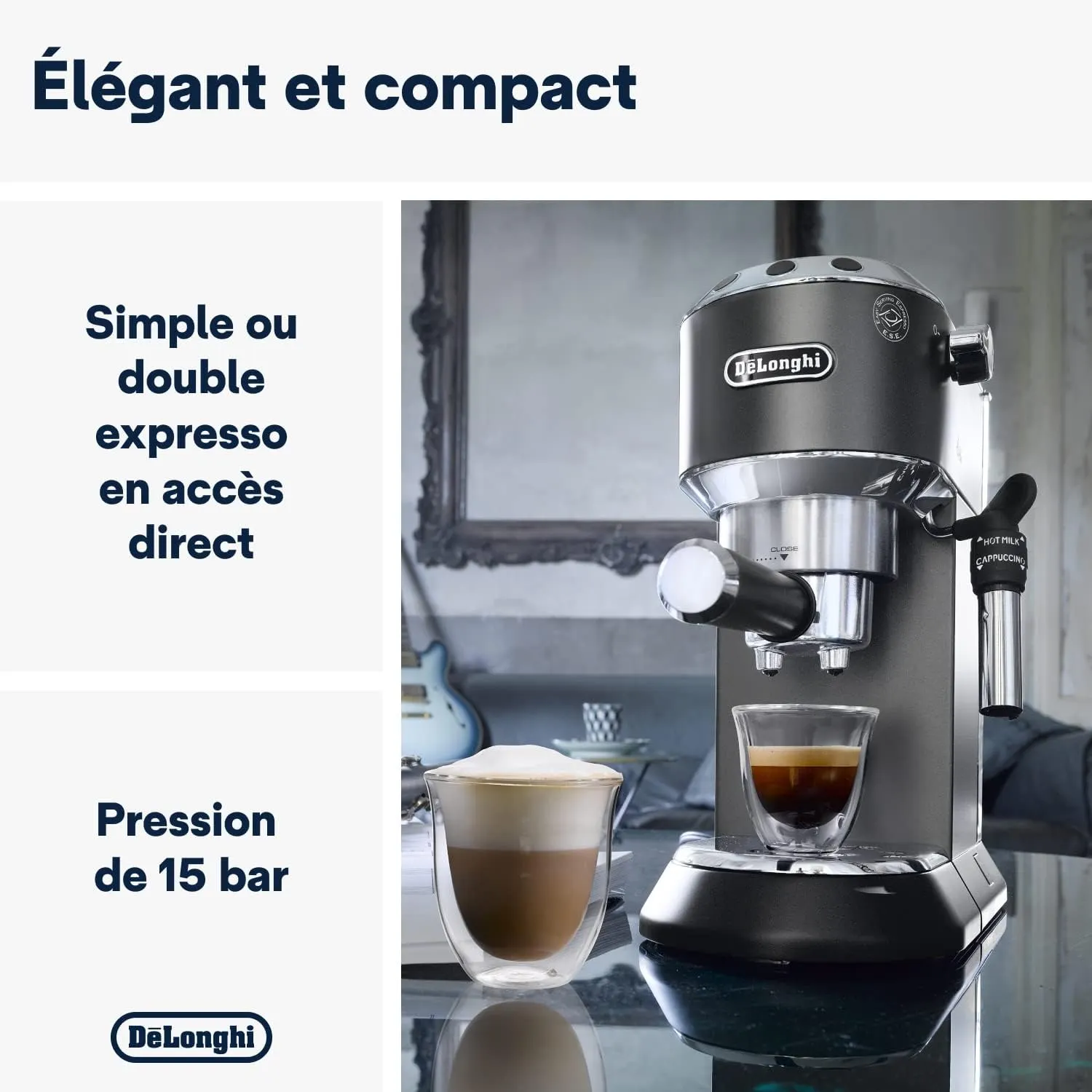 DELthtONGHI Cafetière filtre manuelle Dedica Style EC685.BK