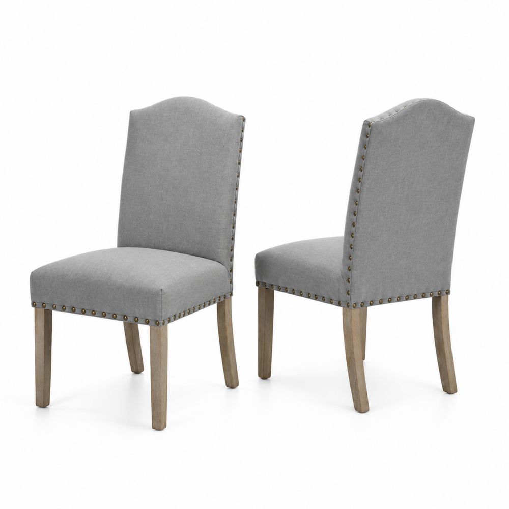 Juego de 2 sillas de comedor tapizadas en poliéster con patas de madera-Zenterrae