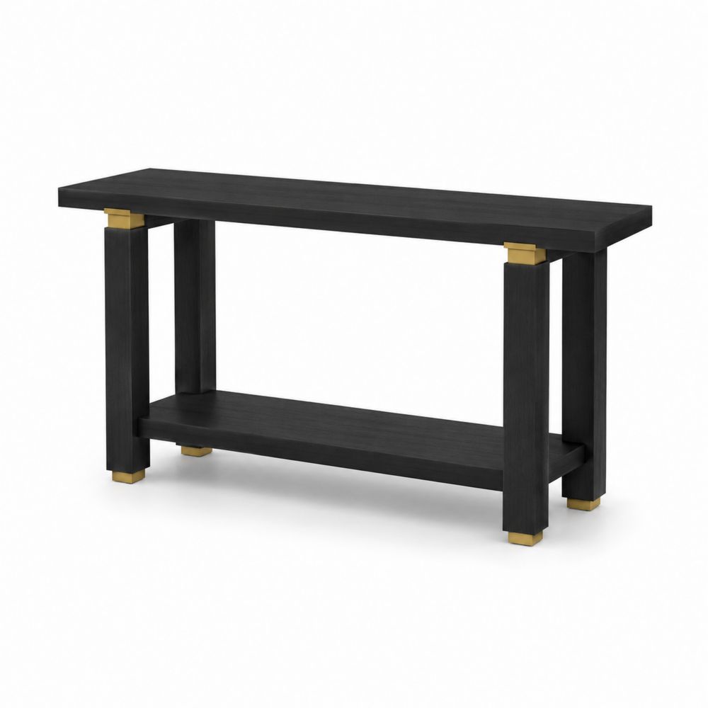 Mesa de entrada de madera y detalles dorados 120x40x75 cm-Zenterrae