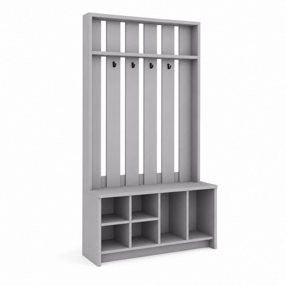 Perchero de MDF con Estantes y Ganchos 180x90x40cm Gris-Zenterrae