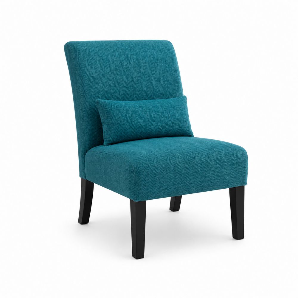 Silla tapizada en poliéster azul turquesa con cojín-Zenterrae