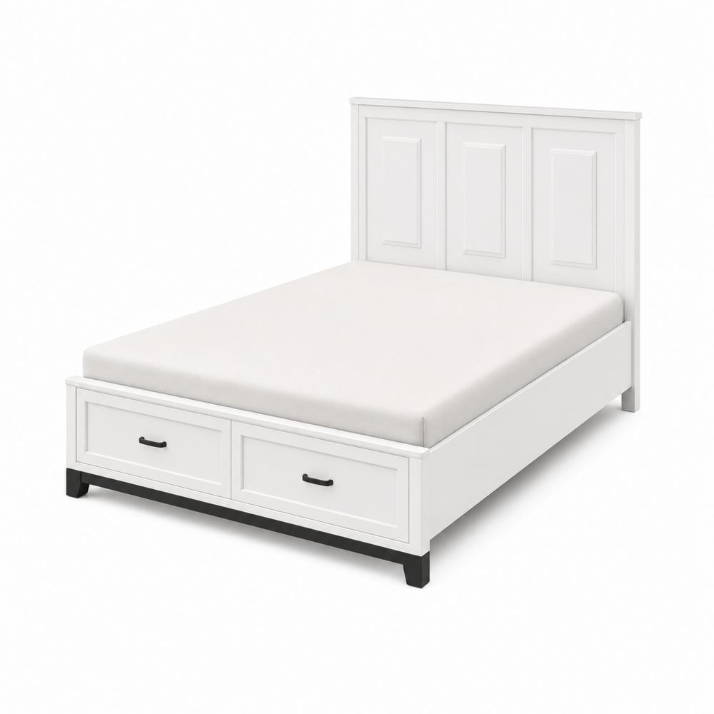 Cama de madera con cabecero y cajones 200x160 cm Blanca-Zenterrae