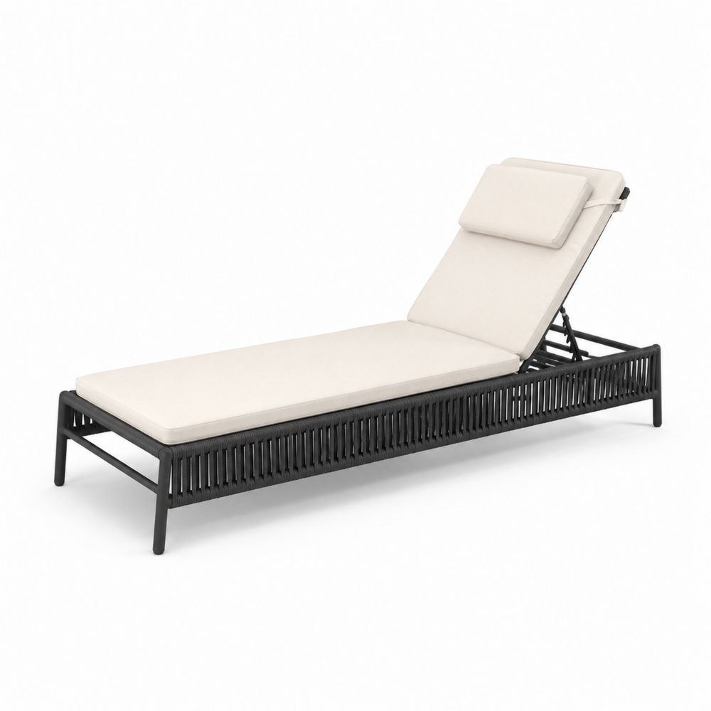 Tumbona de aluminio y cuerda con cojín crema ajustable 200 cm-Zenterrae