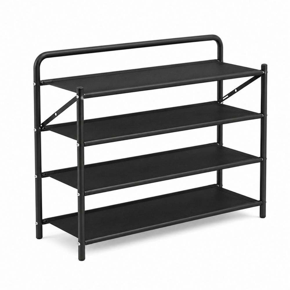 Estante zapatero de acero con 4 niveles Negro-Zenterrae