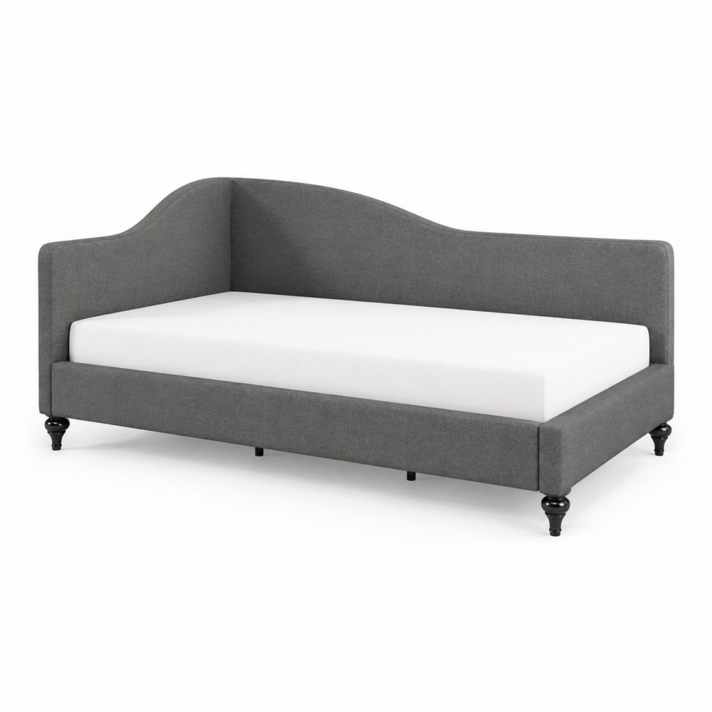 Diván con estructura de madera y tela de poliéster gris 210 cm x 100 cm x 90 cm-Zenterrae
