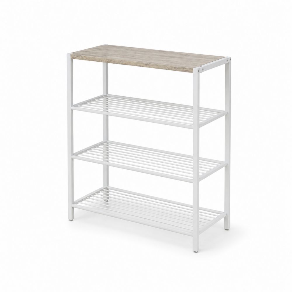Estantería de metal blanco con estante de melamina 80x30x100 cm-Zenterrae