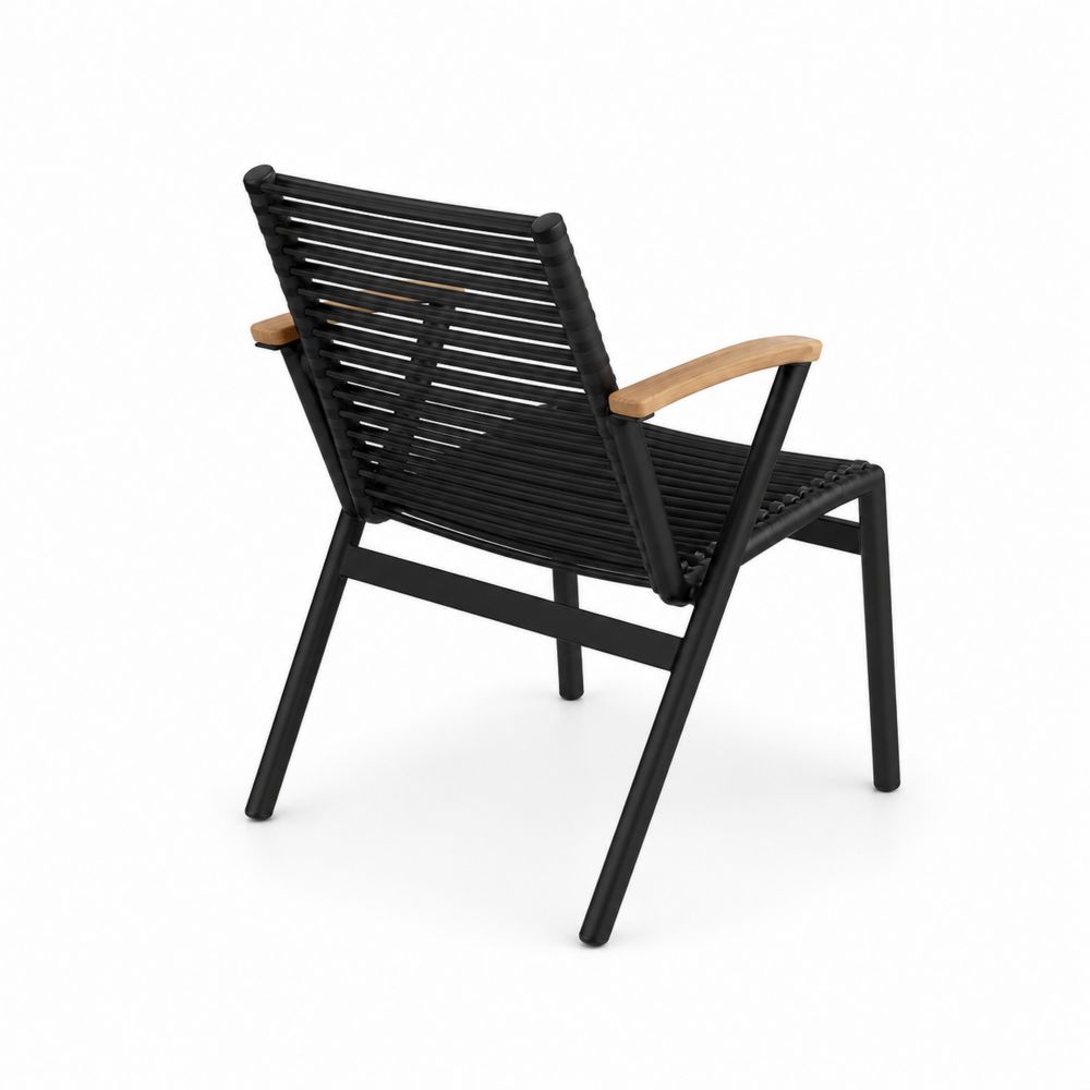 Sillón exterior de acero y teca negro-Zenterrae
