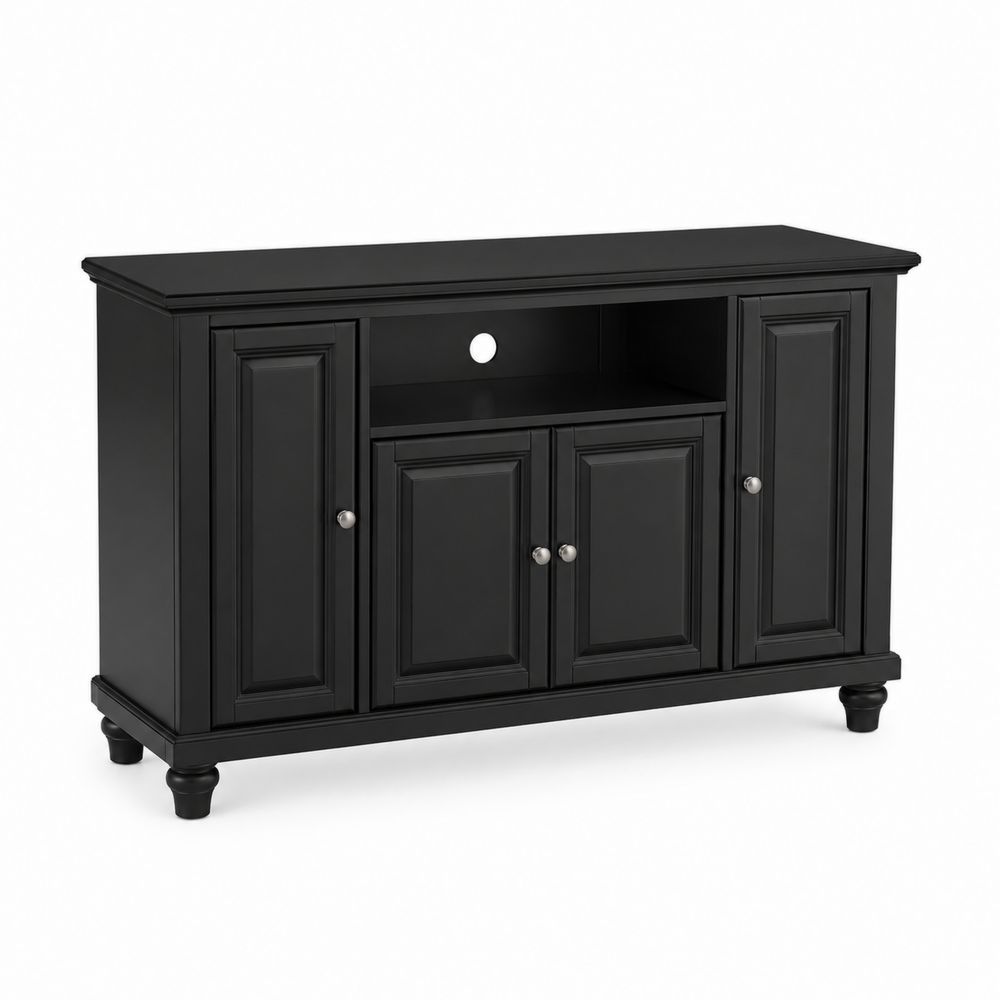 Gabinete multimedia de madera negro con almacenamiento 150x45x80 cm-Zenterrae