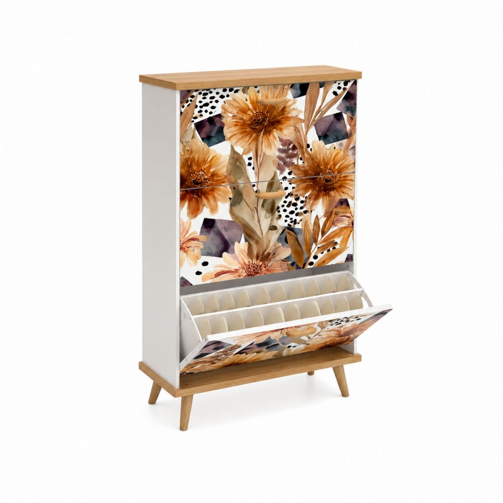 Zapatero de MDF con Estampado Floral-Zenterrae