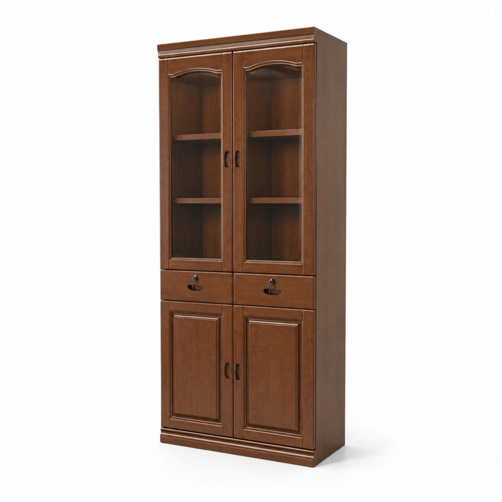 Librería de Madera y Vidrio Templado Marrón-Zenterrae