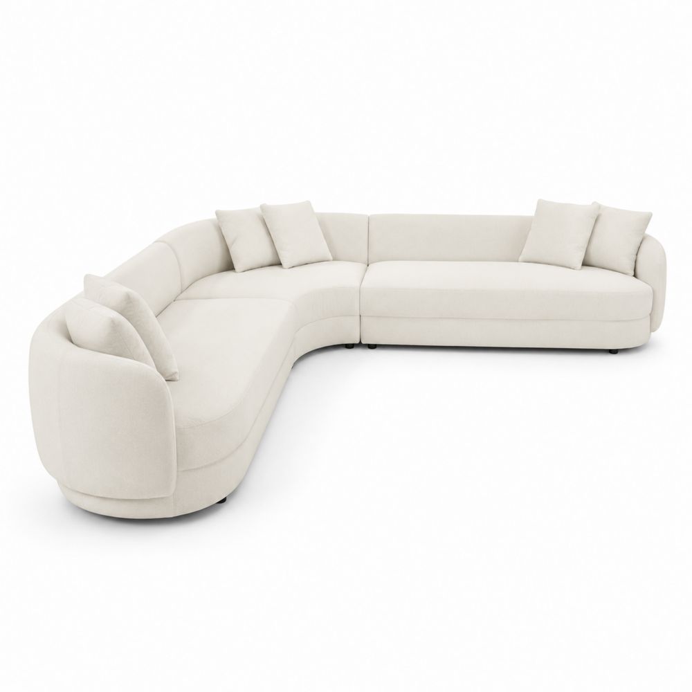 Sofá Modular en Forma de L de Poliéster Crema-Zenterrae