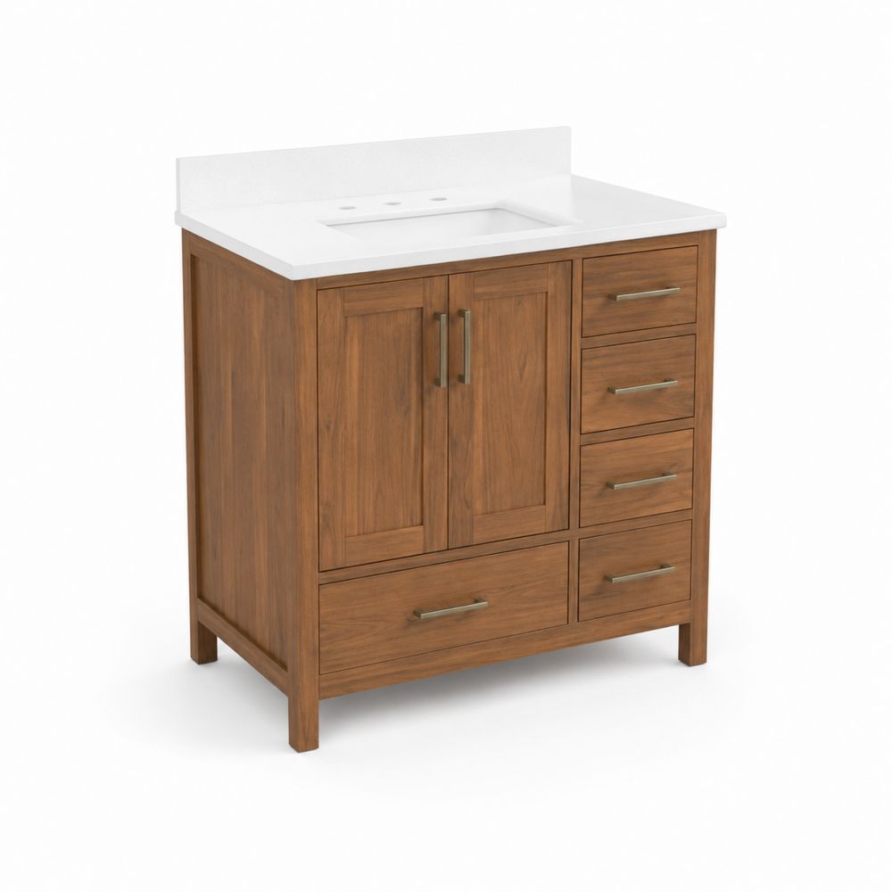 Mueble de baño con lavabo integrado de madera y melamina-Zenterrae
