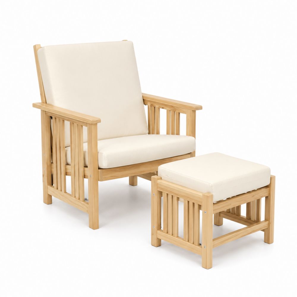 Sillón de Madera de Teca para Exterior con Cojines Beige-Zenterrae