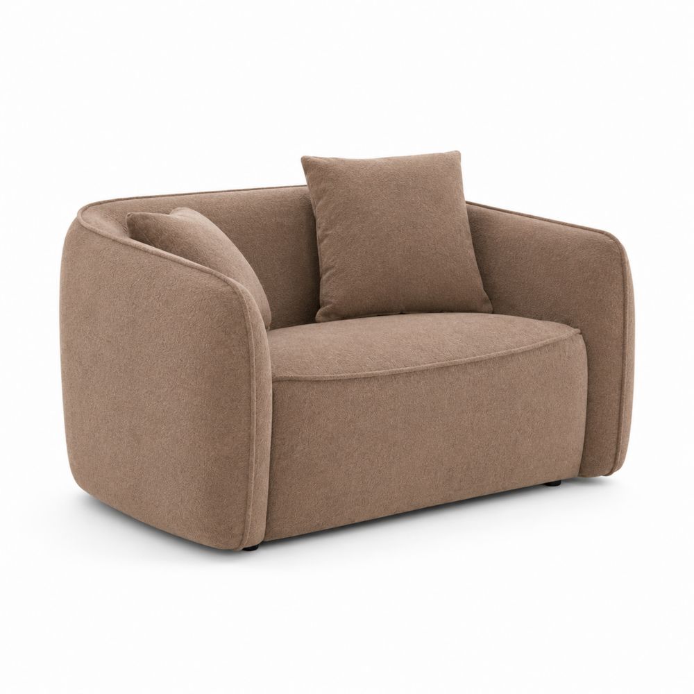 Sofá loveseat marrón de tela-Zenterrae