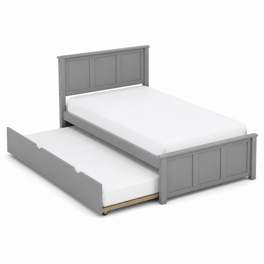 Cama nido de madera maciza gris con cabecero 200x90 cm-Zenterrae