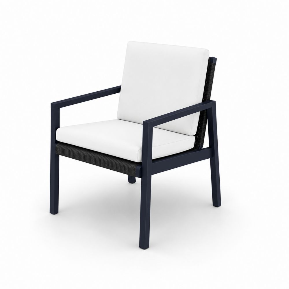 Sillón de exterior de aluminio con cojines blancos-Zenterrae