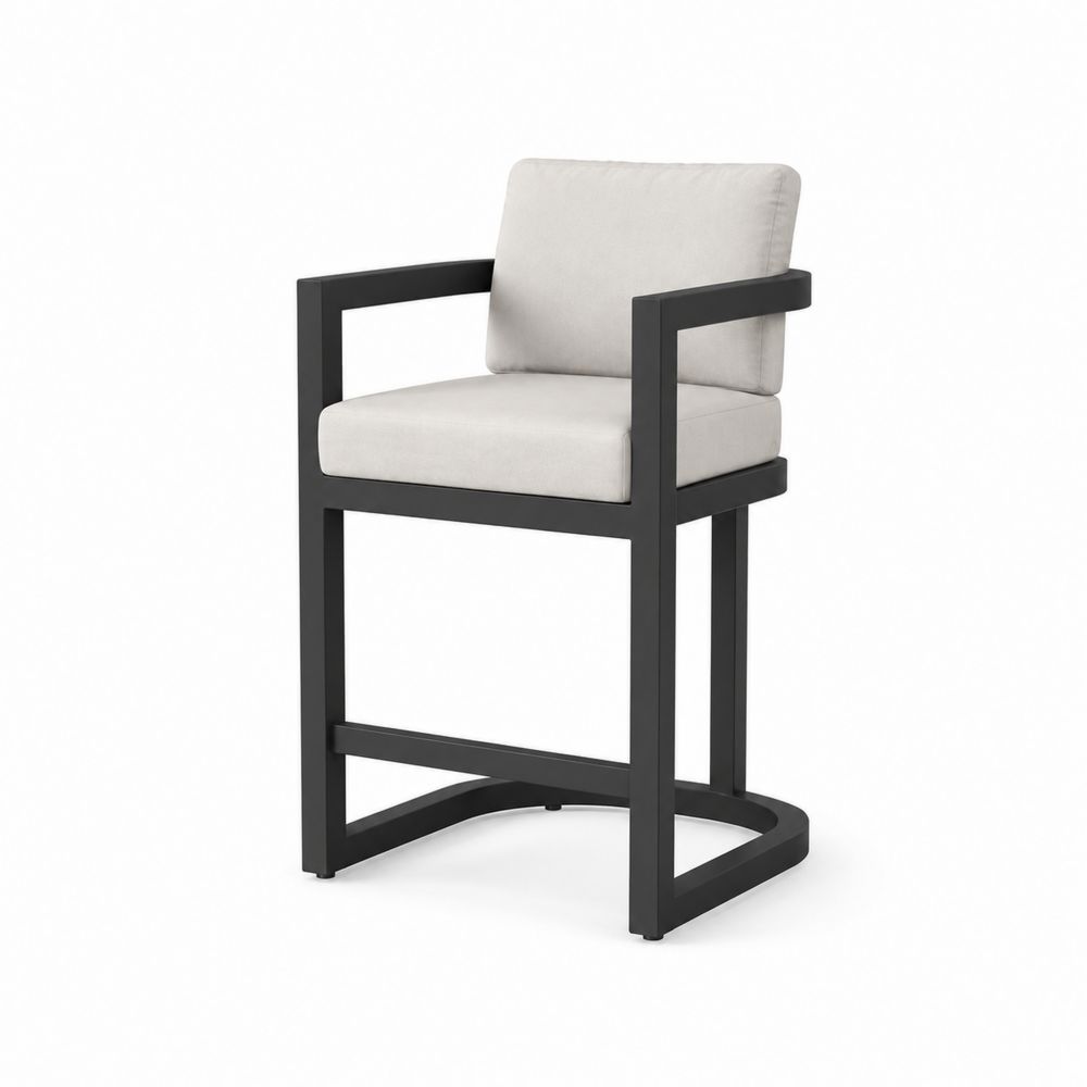 Taburete de Aluminio con Cojines Beige-Zenterrae
