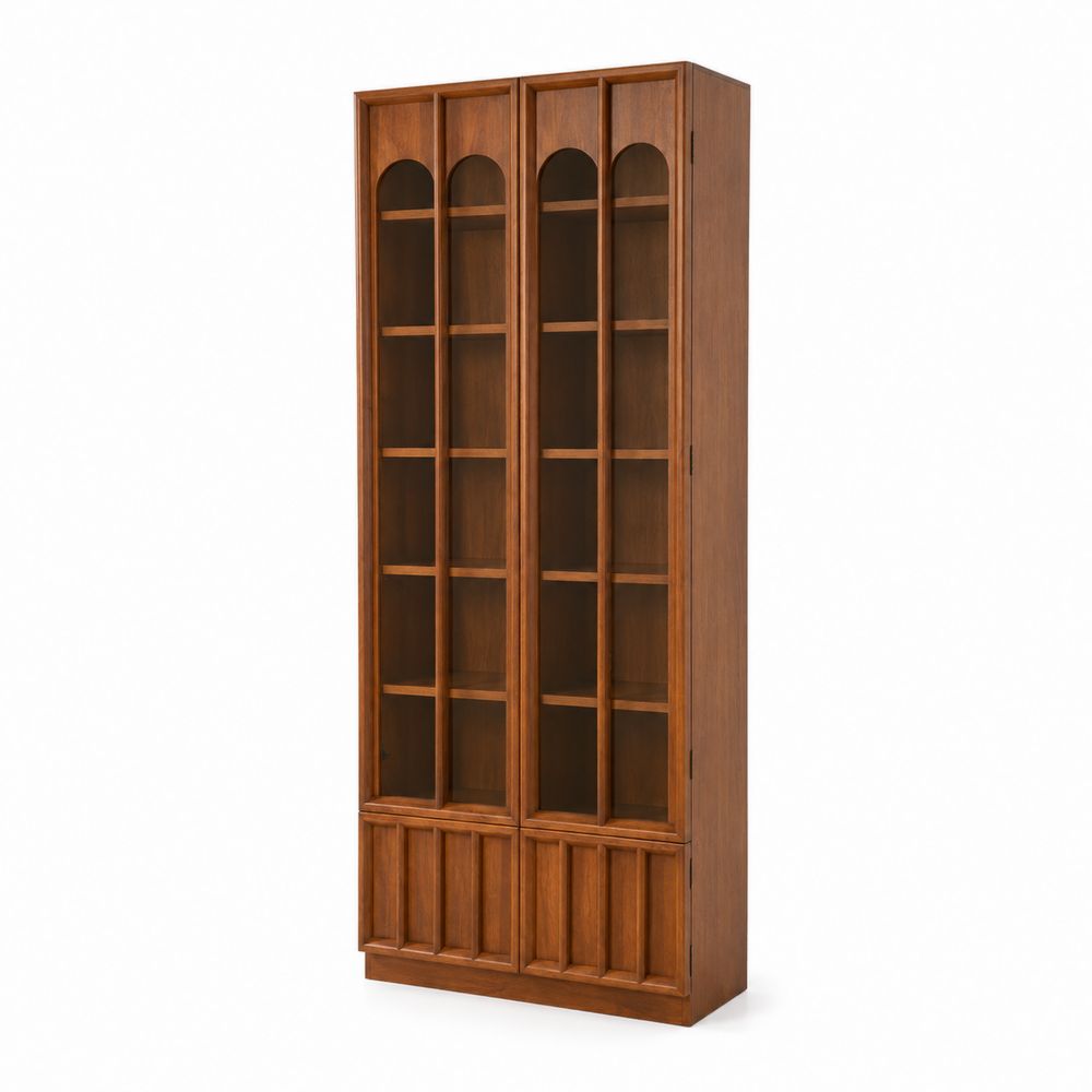 Librería de Madera con Puertas de Vidrio Marrón-Zenterrae