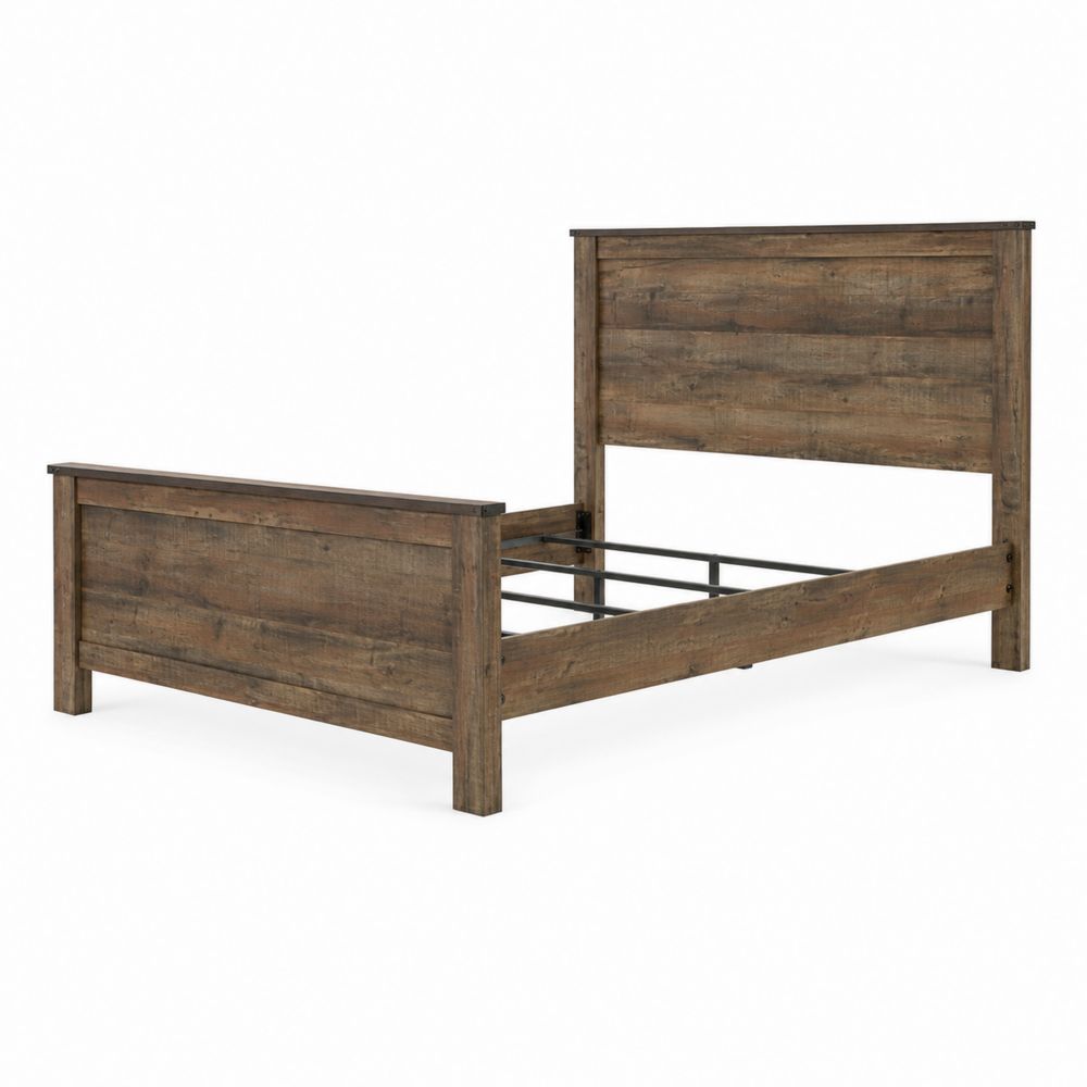 Cama de Madera Maciza y Metal Marrón 200x160 cm-Zenterrae