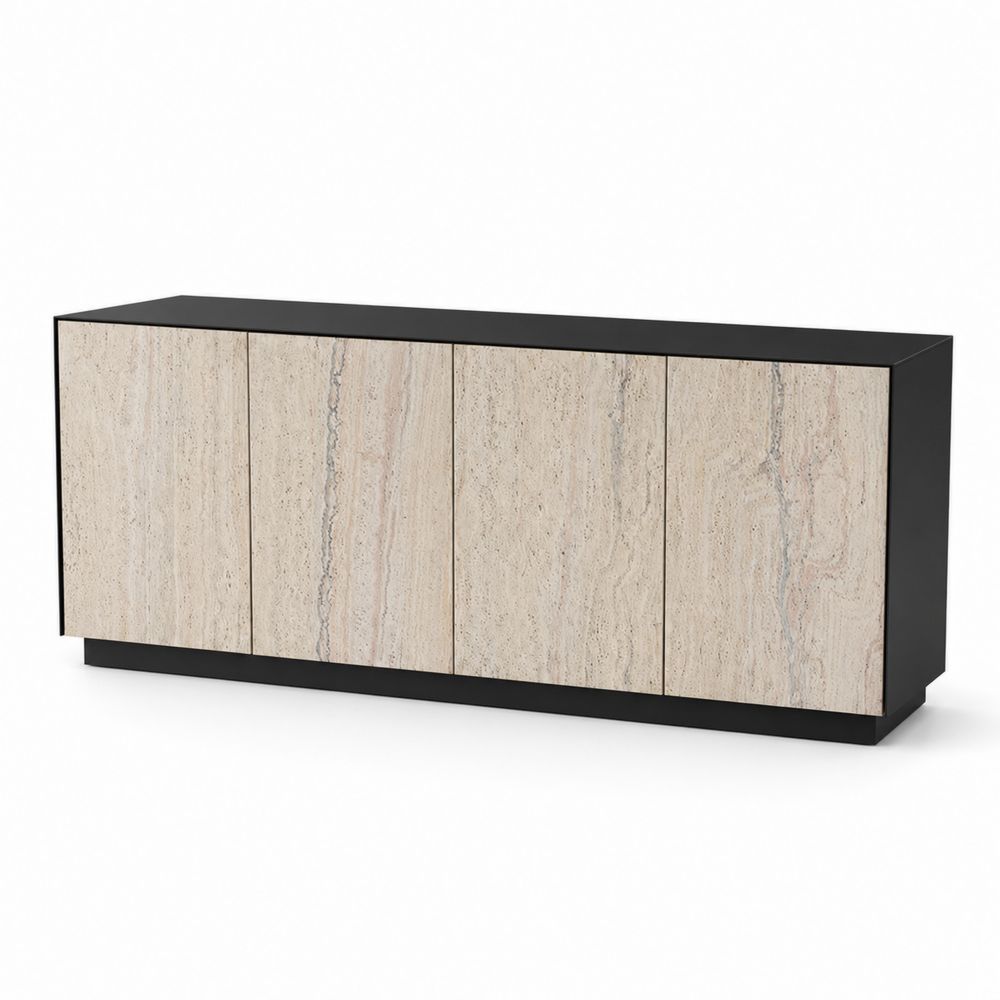 Aparador de Madera y Travertino Beige 180 cm-Zenterrae