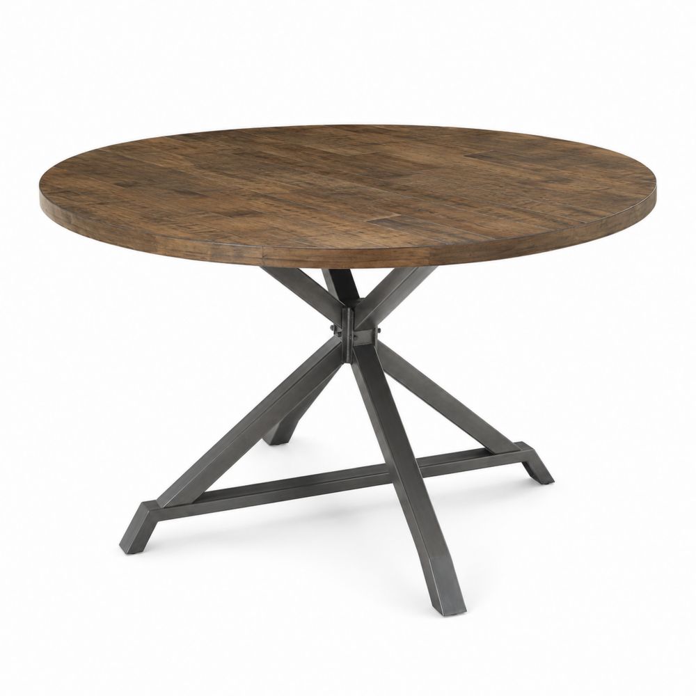 Mesa de comedor redonda de madera y metal 120 cm Marrón/Gris-Zenterrae