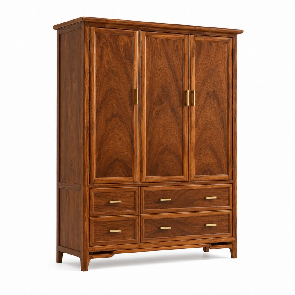 Armario de Madera de Nogal con Puertas y Cajones-Zenterrae